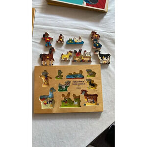 Vintage 1972 Fisher-Price Farm Animals Wood Puzzle from Holland